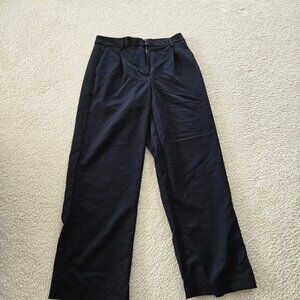 Old Navy Women's Black Wide-Leg Stretch Dress Pants Pleated Front Woven